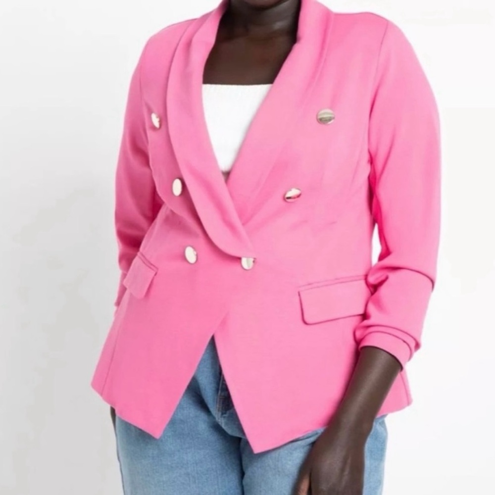 Double-Breasted Pink Blazer